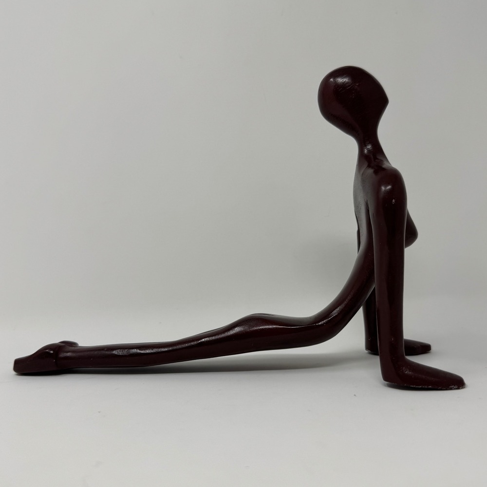 Vintage Modernist Iron Female Yoga Sculpture Abstract Nude Figurine 8"